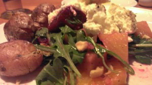 Potatoes with beet salad
